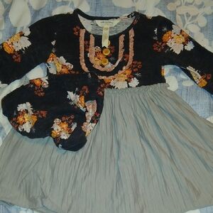 Matilda Jane Floral Dress - Black, Orange, Gray